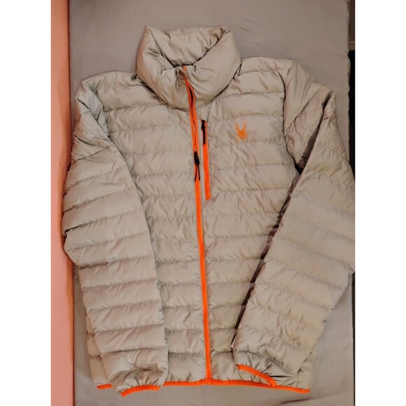 Men's Spyder Zenith Down Jacket Gray Orange Small - Picture 5 of 9